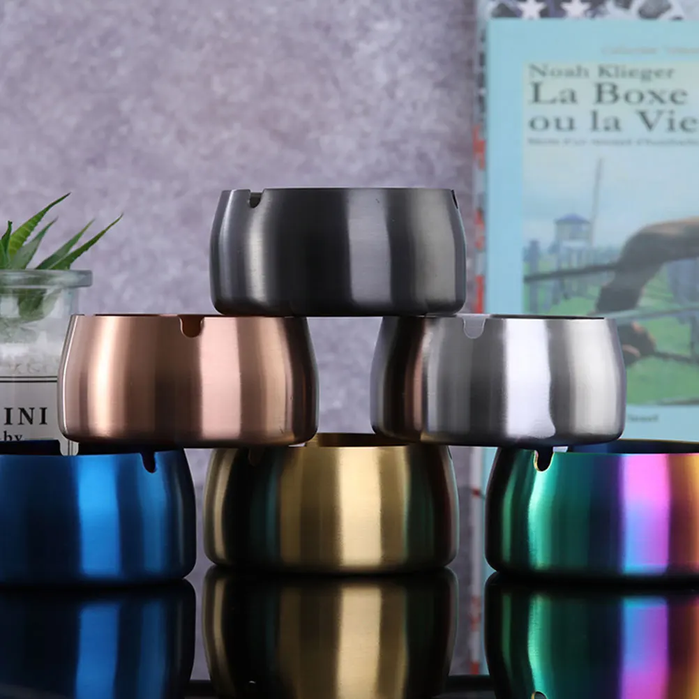 

Windproof Ashtray Colorful Stainless Steel for Car Anti-fall Cigarette Tea Table Simple Chic