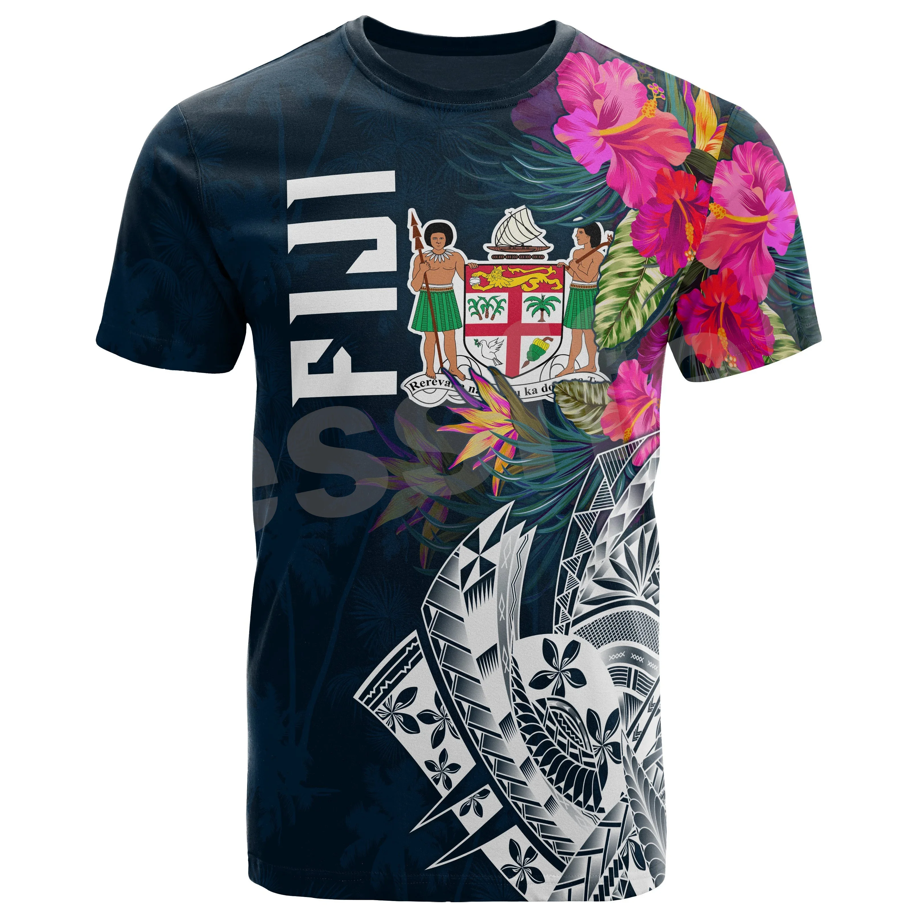 The Flags of Rugby Tribes and Turtle Countries, Men's and Women's Short Sleeved T-shirts, Summer Casual Shirts, Printed with Fij