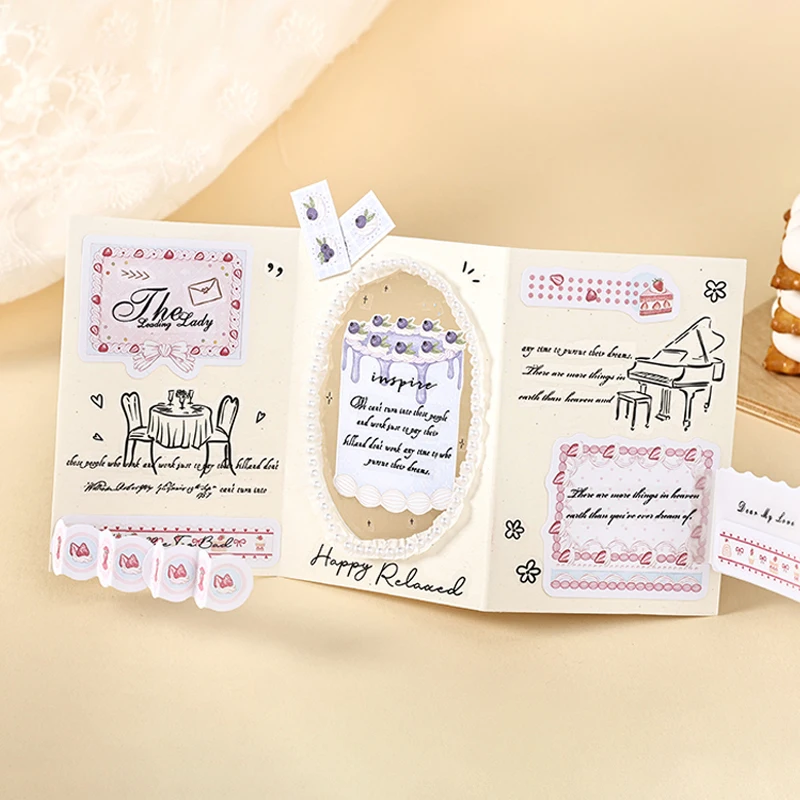 Mr.Paper 15Pcs Die Cut Sticker Book Cute Dessert Frame Labels, DIY Journal Scrapbook Supplies for Diary Greeting Card Envelopes - view 6