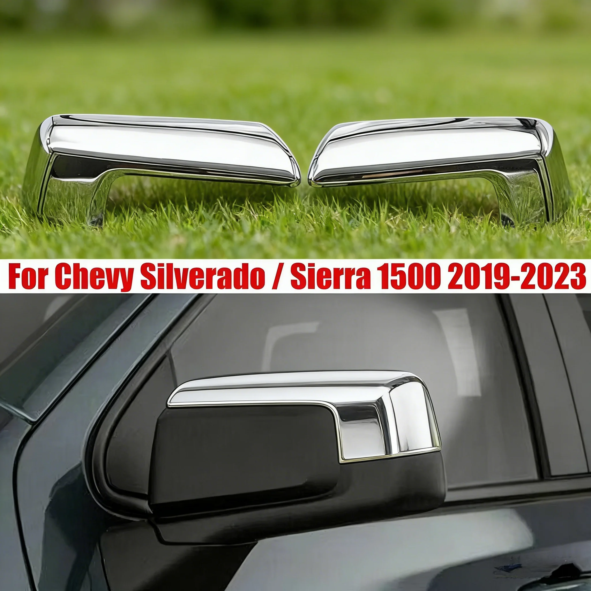 

Car Sticker Rearview Side Mirror Cover Wing Cap Exterior Rear View Case Trim For Chevy Silverado 1500 CMC SIERRA 2019-2023