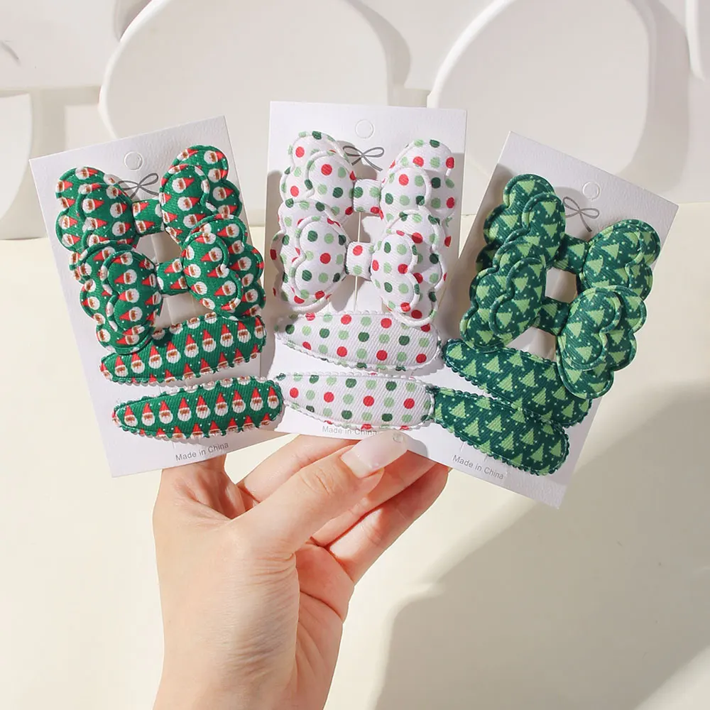 

4Pcs Girls' Halloween Gift Set Patterns Lively Bow Hair Clips Children's Hand Woven Cute Hair Accessories Kids' BB Clips