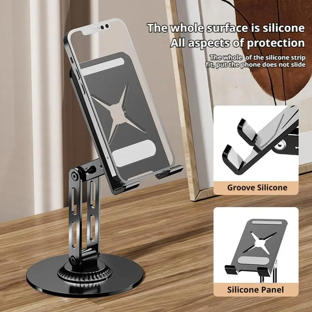 360° Rotating Foldable Metal Base Stand Lazy Holder For Phone/Tablet Desktop Stand Universal For IPhone IPad 