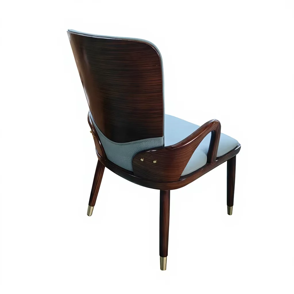 #Nordic Style Solid Wood and Fabric Upholstered Convertible Armchair Home Office Dining Chair with Microfiber Backrest