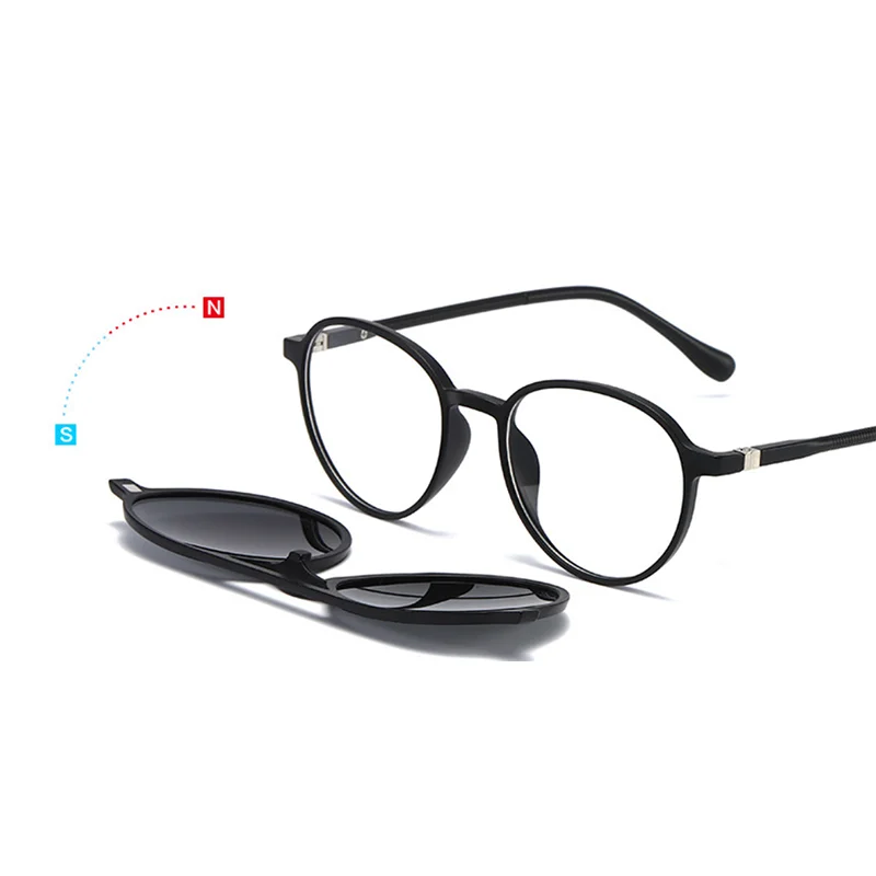 2309 Magnet Clip Small Double Beam Myopia Glasses 0 -0.5 -1.0 -2.0 To -6.0 , Round Hyperopia Sunglasses +0.5 +1.0 +2.0 To +6