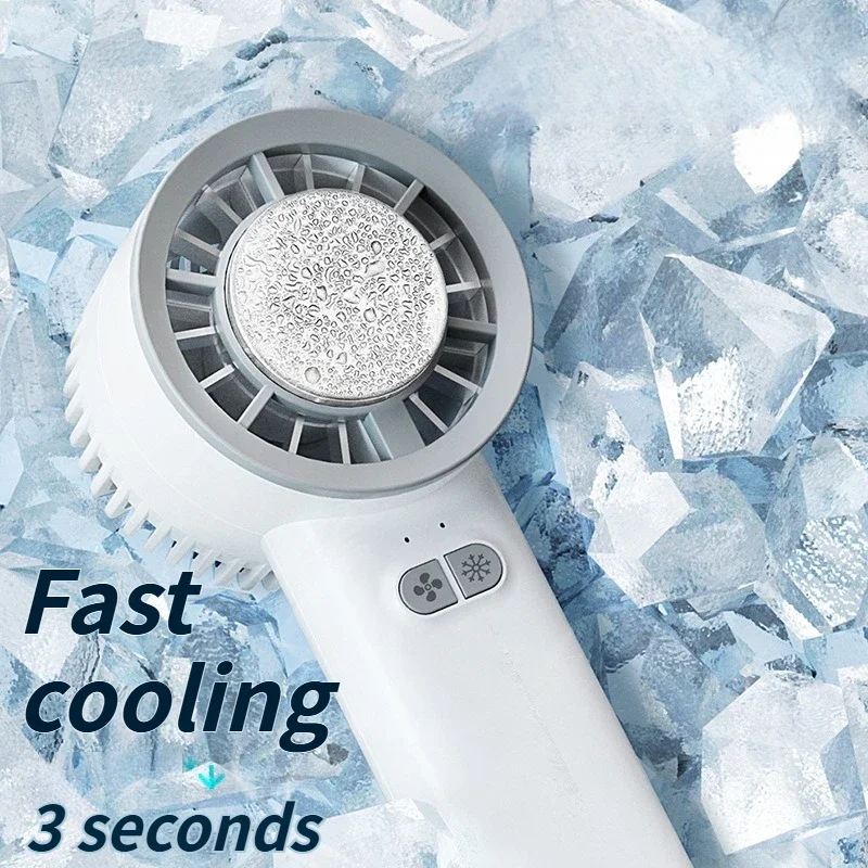 New Mini Desktop Fan with Ice Cooling Technology, Rechargeable, Silent, and Portable for Students and Outdoor Use