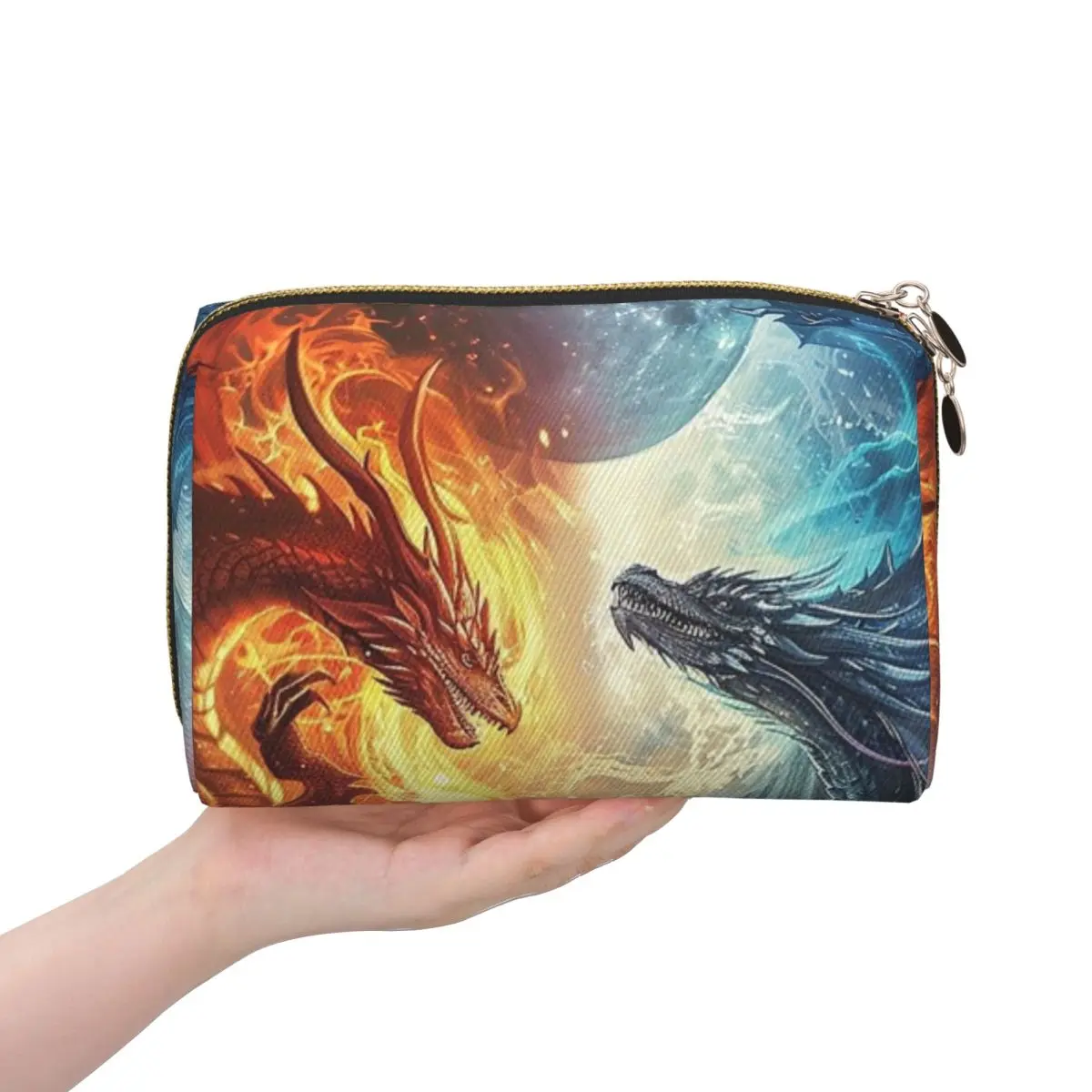 Red Fire Dragon Women Cosmetic Bag Travel Makeup Organizer Pouch Toiletry Storage Dopp Kit Box