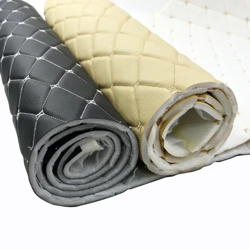 45*160cm Embroidery Quilted PVC Leather Fabric for Car Floor Mat Seat Decoration Faux Leathers Upholstery Wall Craft Material