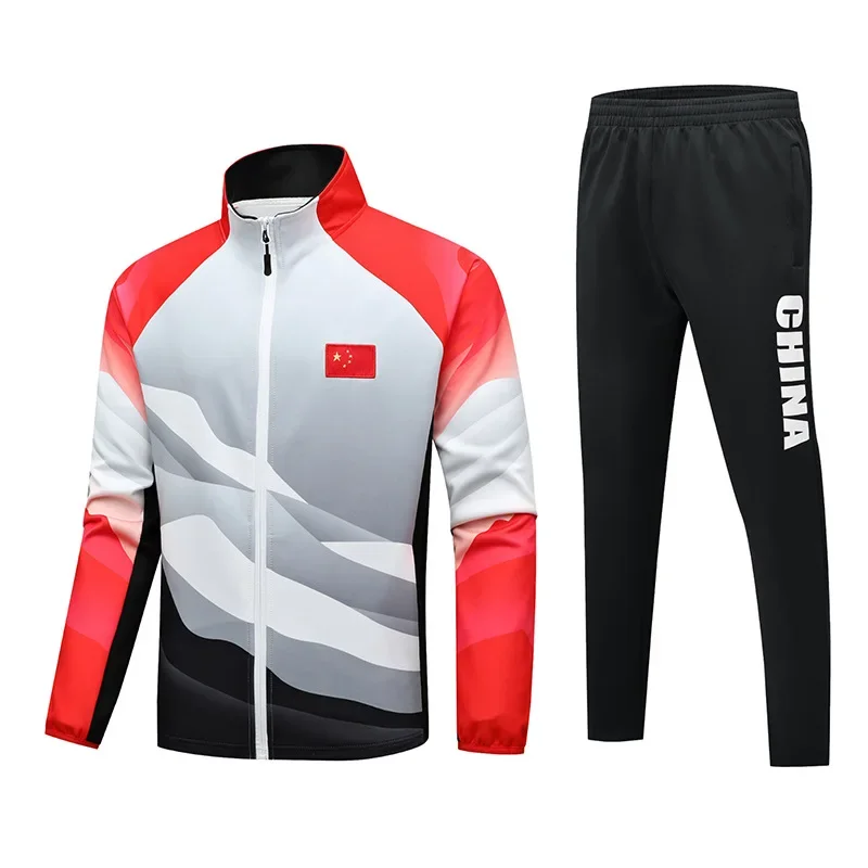 Uniforme da studente unisex per squadre cinesi, tute da allenamento per giocatori di tennis, giacca + pantaloni, premio dell'atleta, abbigliamento della squadra nazionale vincolante