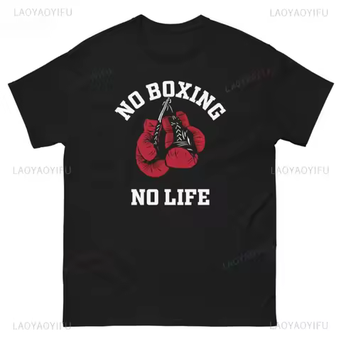 No Boxing No Life Man High Quality Cotton T-shirt with Boxing Gloves Printed for Boxers and Martial Arts Fans Gift Idea T Shirts