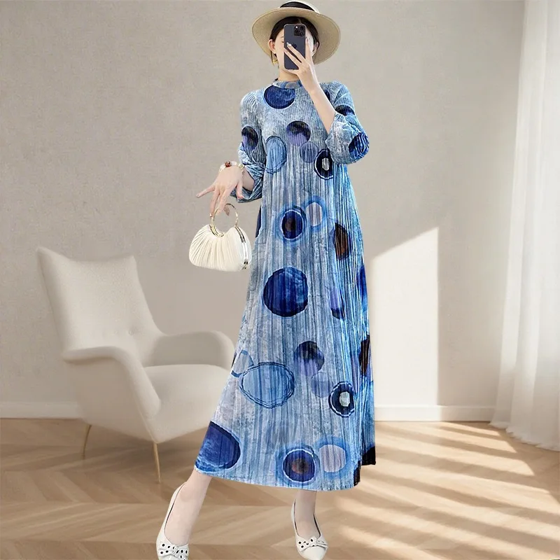 Miyake Herbst Neue Damen Plissee Kleider Lose Große Größe Stretch Casual Nahen Osten Ballkleider Formelle Anlässe Tragen