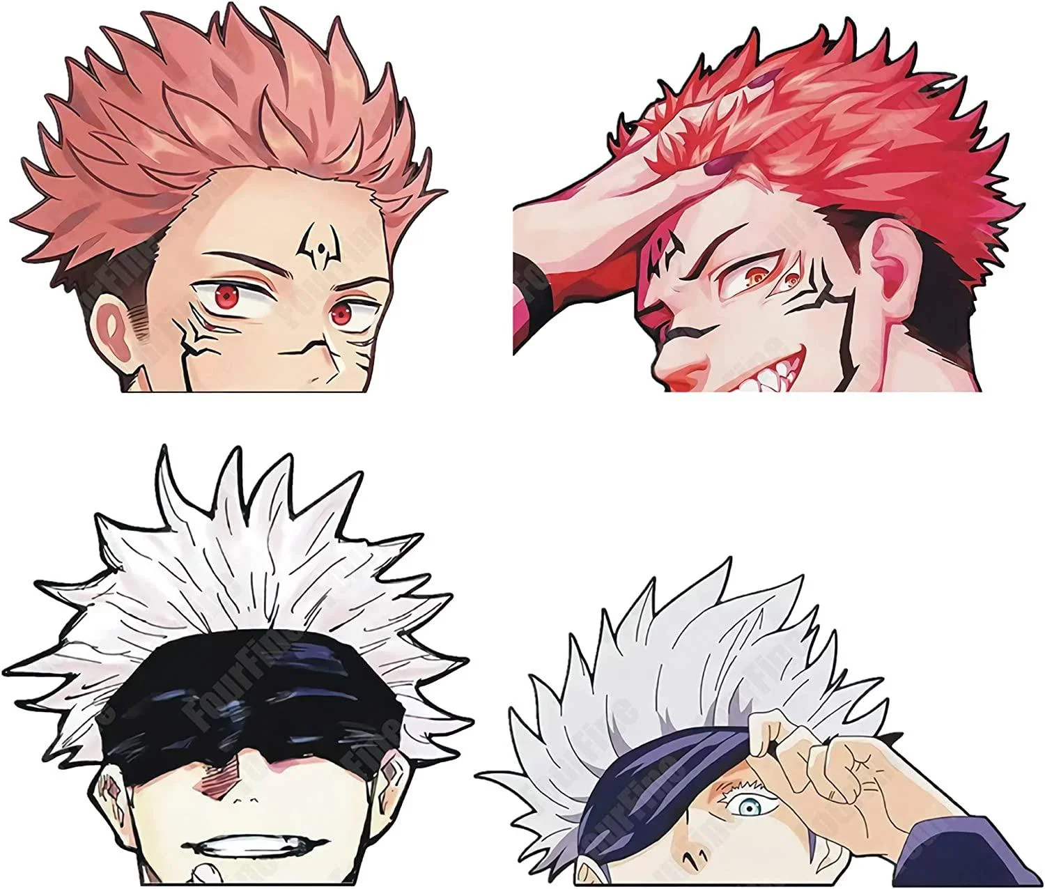 

For 4 Pack 5.9'' Kaisen Jujutsu Stickers Gojou Satoru Sukuna Funny Peeking JDM Anime Car Decals Laptop Van Trucks Motorcycle