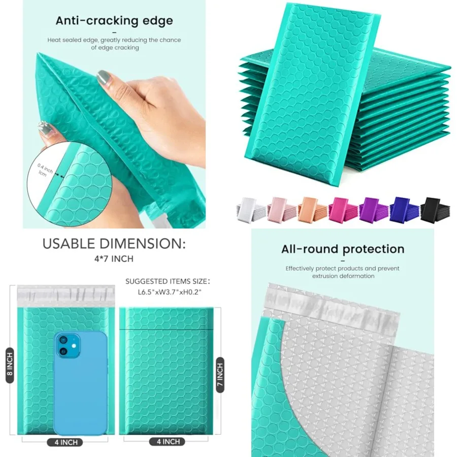 

GSSSUSA Bubble Mailers 4x8 Inch 50 Pack Padded Envelopes Usable Size 4x7 Inch Shipping Envelopes Self Seal Small Packaging Ship