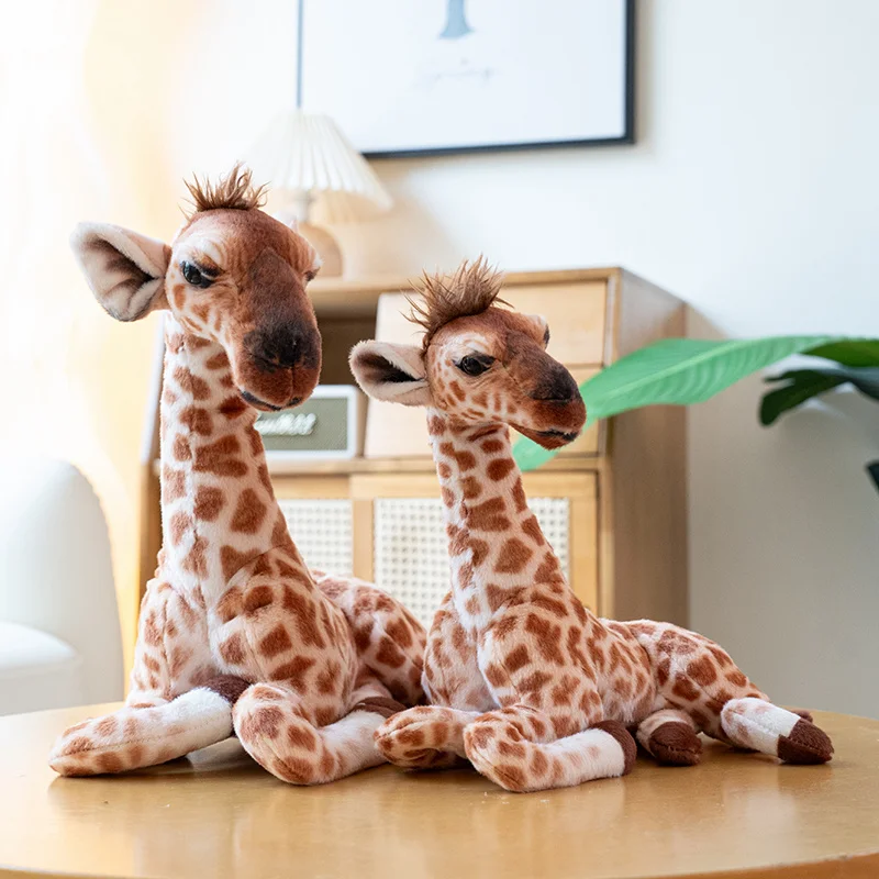 

Моделирование осанки на коленях, жираф, плюшевые игрушки, реалистичный олень, мягкая кукла, украшение для дома, сувенир в виде зоопарка, подарки на день рождения