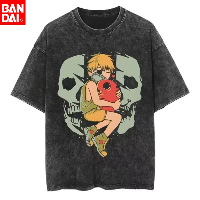 

Футболка унисекс Chainsaw Man Anime Vintage из выстиранного хлопка с 2D-принтом, мужская и женская, в стиле Харадзюку, с коротким рукавом, уличная мода