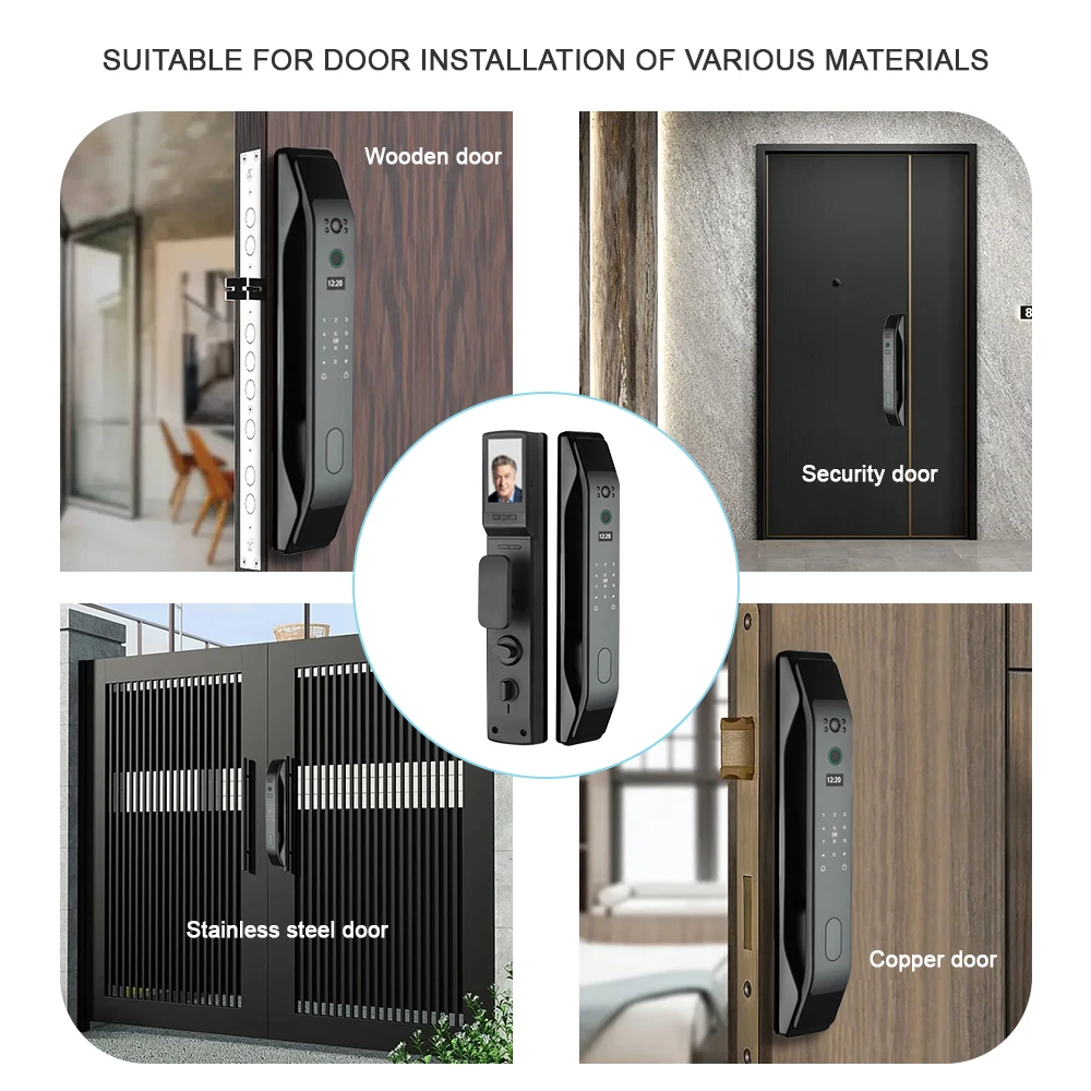 카메라 지문 인식 스마트 도어락, 3D 얼굴 인식, 적외선 센서, 비밀번호 도어락, 전자 도어락, 스마트 구멍