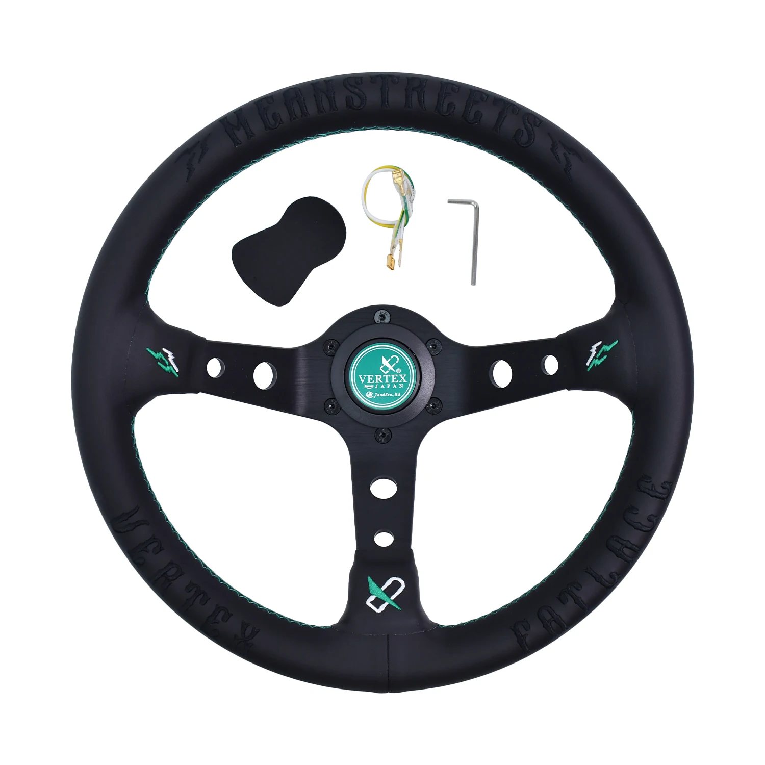 Vertex Sports Steering Wheel 330MM Leather Aluminum Alloy Car Drift Modified Auto Parts Universal Racing Steering Wheel