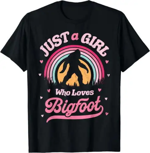 Bigfoot Just A Girl Who Loves Sasquatch Funny Retro Vintage T-Shirt Black