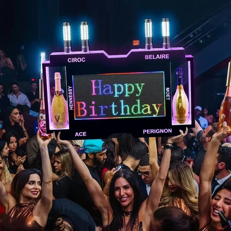 Custom Vip  Luminous Led Message Bottle Presenter Champagne Holder Glorifier Bottle Display Barware Supplier For NightClub