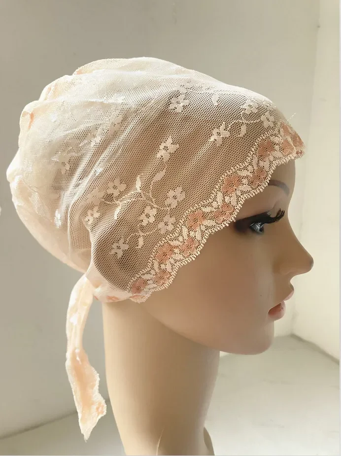 Full Cover Head Inner Cap Flower Lace Muslim Hijab Caps Islamic Head Wear Hat Underscarf Beanie Hats Indian Turban