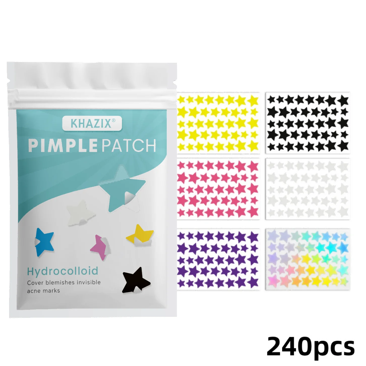 240PCS Star Pimple Patches For Face Hydrocolloid, Absorbing Cover, Tea Tree, Hydrocolloid Acne Patch, Cute Star Pimple Patch