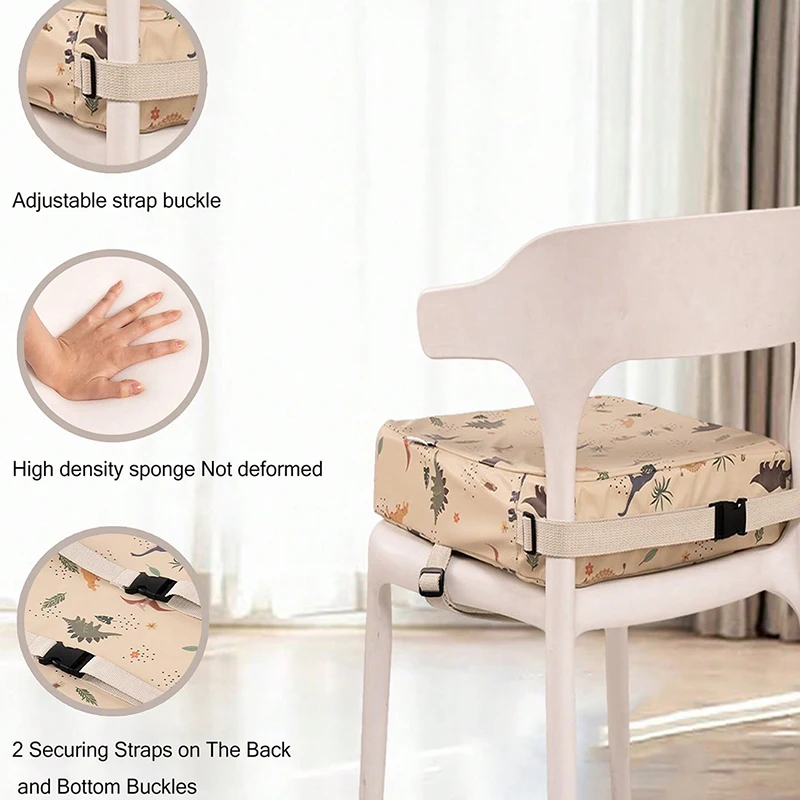 Portable Toddler Booster Seat for Dining Table Adjustable Straps Non-Slip Increasing Cushion Easy To Clean Baby Booster Seats