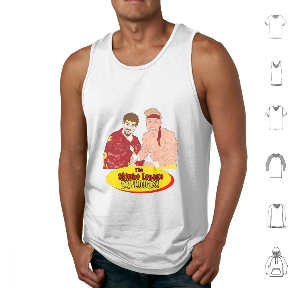 The Skimbo Lounge Explodes Tank Tops Vest Sleeveless Skimbo Lounge Mega Powers Wrestling Parody Pop Art Handshake Team Up