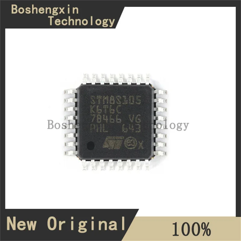 1Pcs  STM8S105K6T6C  16 MHz STM8S 8-bit MCU, up to 32 Kbytes Flash, integrated EEPROM,10-bit ADC  LQFP32 STM8S105K6T6C