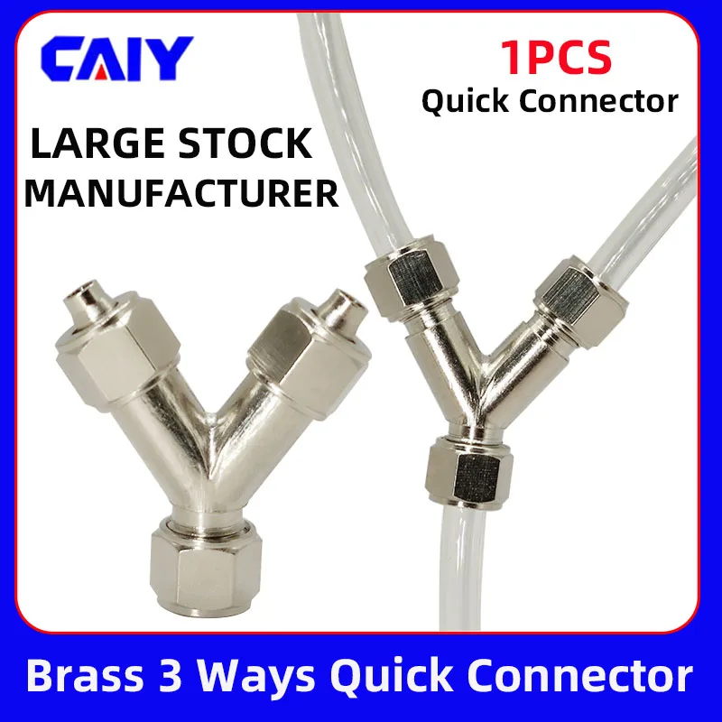 3 Ways Pneumatic Copper Pipe Air Connector 6mm 8mm 10mm 12mm Brass Hose Quick Fitting Joint Coupler Adapter
