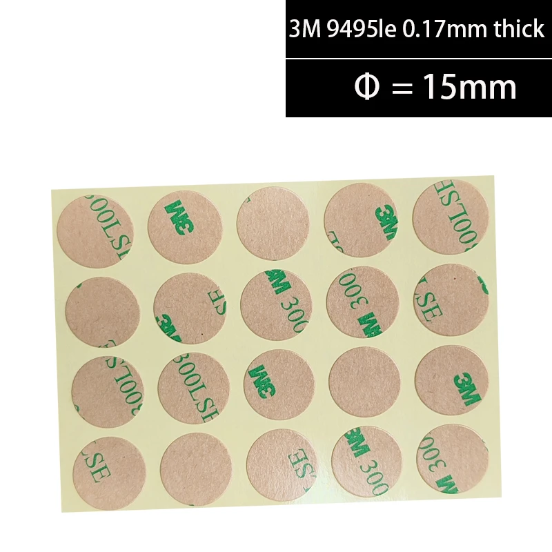 

80 circles, Diameter=15mm, Super Strong 3M 9495LE 300LSE Two faces Sticky Round Sticker for paper Metal Glass Plastic foam,