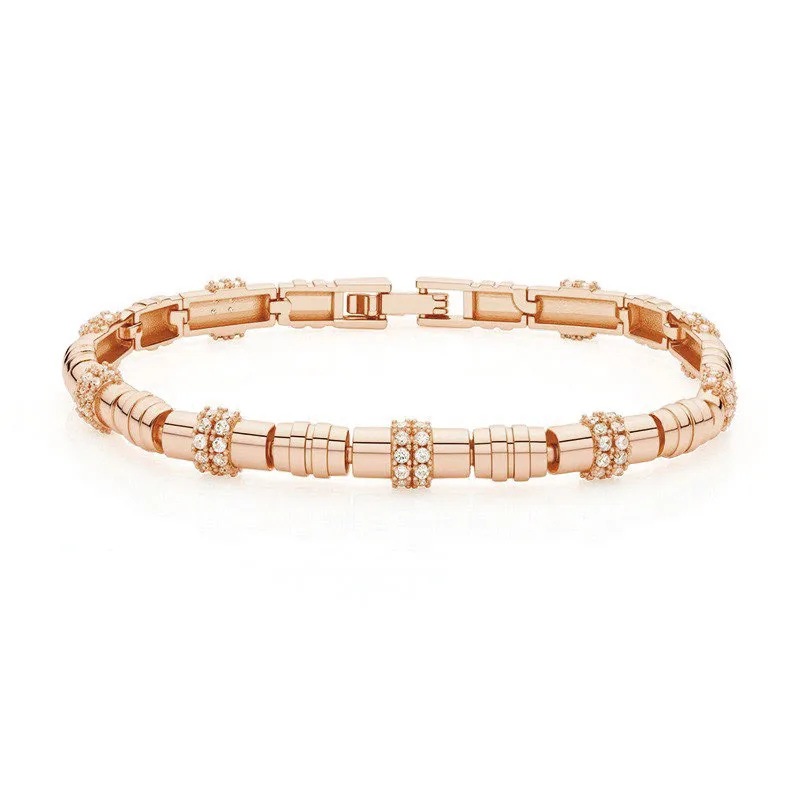 MxGxFam ( 19 cm x 5 mm ) 18 K Gold Plated 18 k Cold Sexy Cube Bracelet For Women Fashion Jewelry AAA+ Zircon
