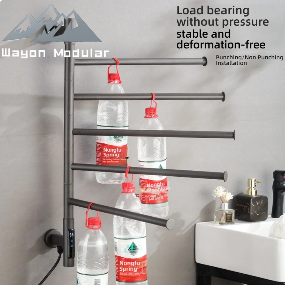 High End Wall Mounted Smart Electric Towel Warmer with Top Shelf for Luxury Apartment Bath