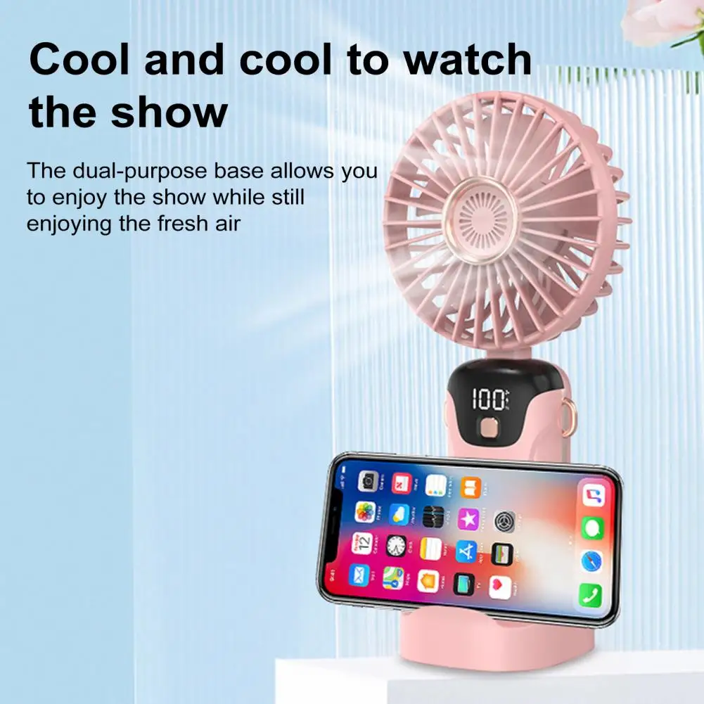 Handheld Fan with 5 Speed Settings Battery Operated USB Rechargeable Digital Display Travel Pocket Mini Fan