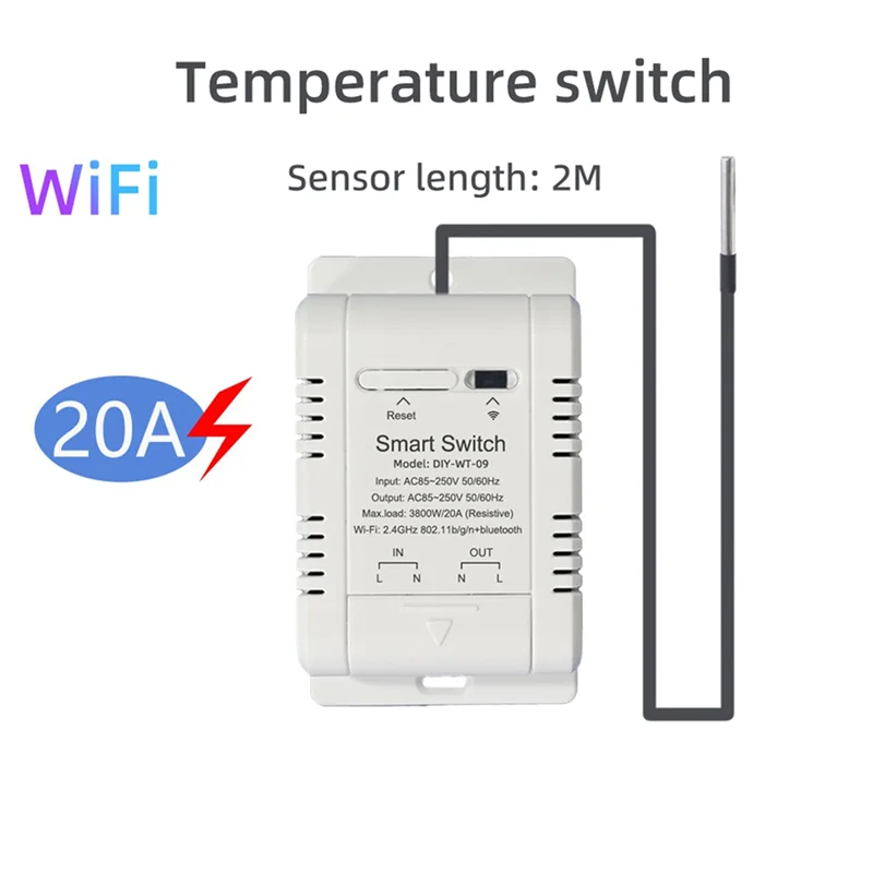 ABJF-2X Wi-Fi переключатель температуры с датчиком 2 м Ewelink Smart Wi-Fi 20A термостат переключатель температуры поддерживает голосовое управление