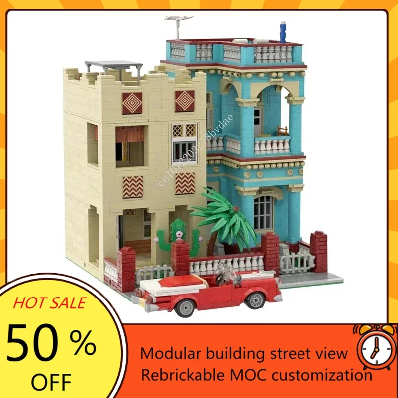 

2906PCS MOC Modular Havana House Street View Model Custom Puzzle Technology DIY Creative Assembly Birthday Toys Holiday Gifts