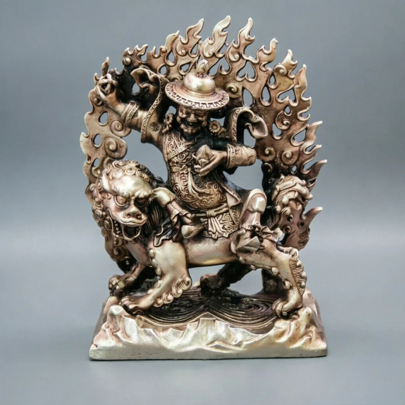 Nepalese Tibetan Style White Copper Ekajati Dharma Protector Buddha Statue - Desktop Worship Ornament Craft for Home Altar