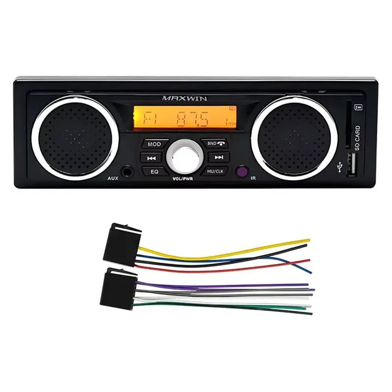 Compact 1 Din Car Radio MP3 Bluetooth Hands-Free Call Car Stereo Built-In With 2 Speakers Supports FM USB AUX