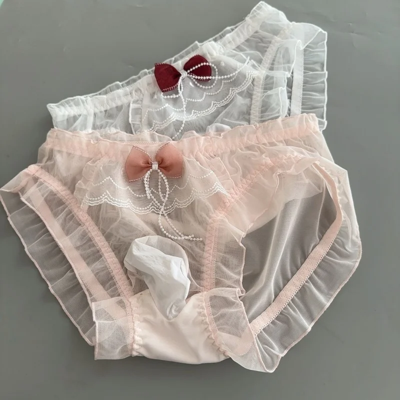 Japonais mignon arc femme de chambre hommes Lingerie Anime Lolita maille Sexy slips Sissy culottes pyjamas Roleplay érotique boîte de nuit Costumes