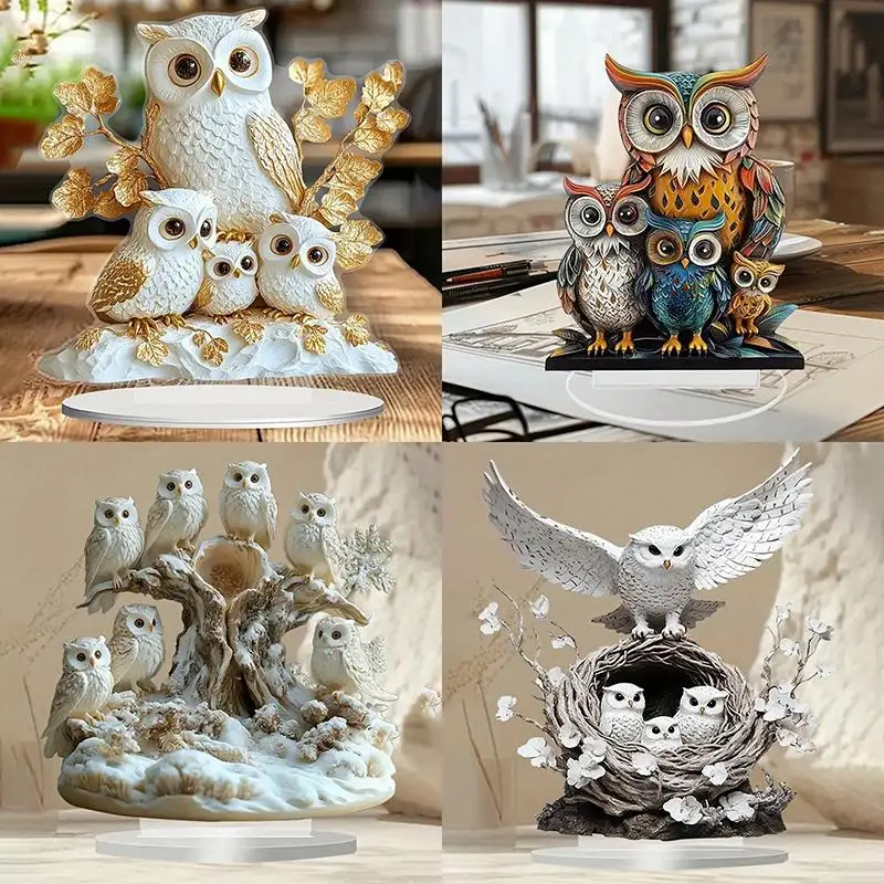 1Pcs Festive Desktop Decoration 2D Flat Anime Themed Owl Statue Collectible Holiday Gift Perfect For Ornament And Decor view 2
