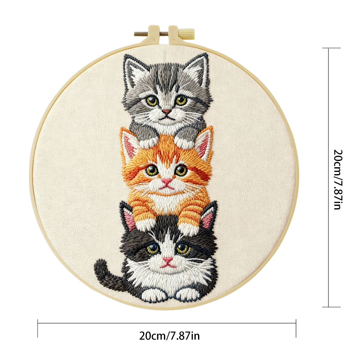 1 Stück 20X20CM/15X15CM 7,87/6,3 Zoll Katzen-Stickerei-Starter-Kit DIY-Kit DIY-Stickerei-Set Handarbeiten Malerei Nadelkunst – Detail 6