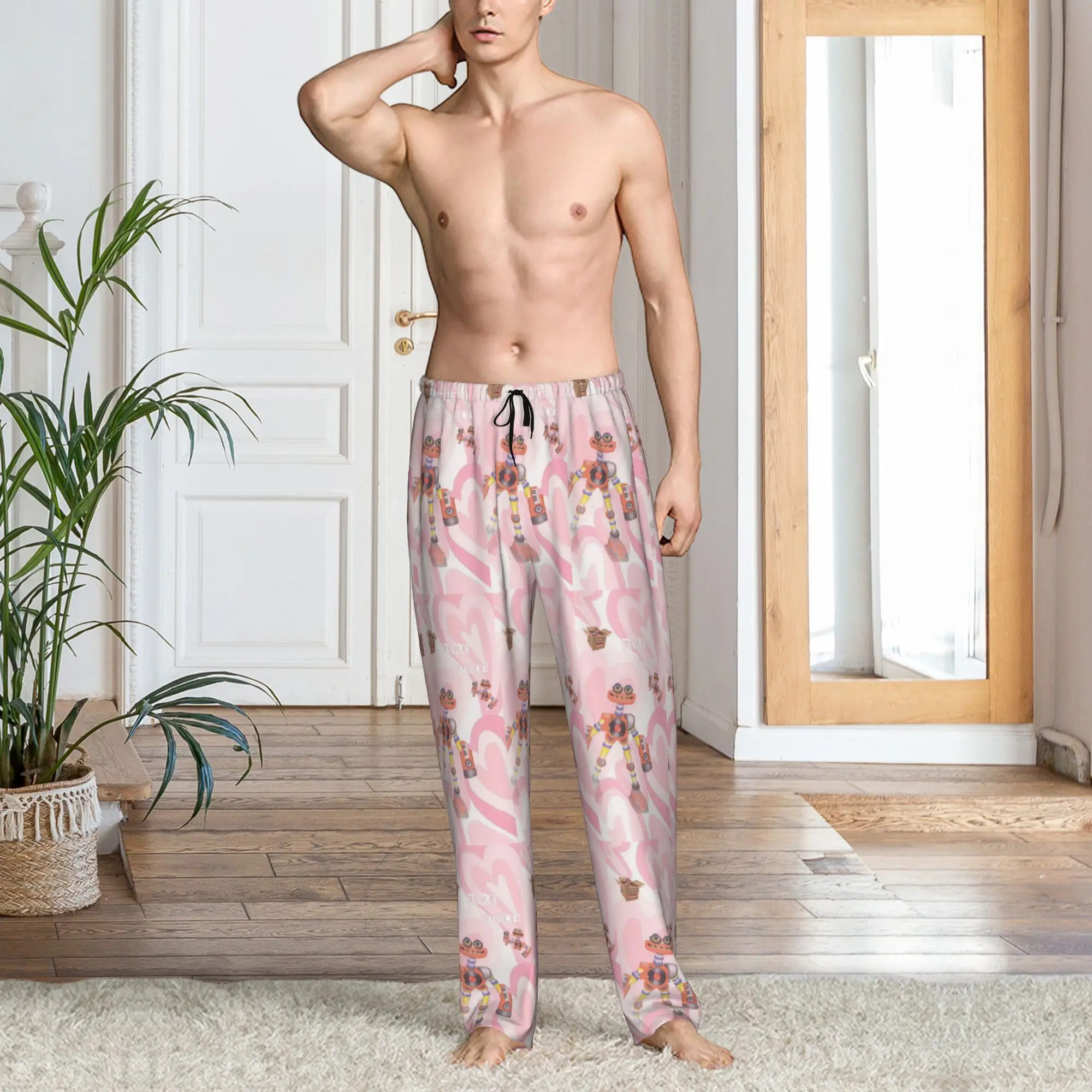 Custom Print Men My S-Singing Cartoon Monsters Pajama Pants Video Games Sleepwear Sleep Lounge Bottoms with Pockets - view 6