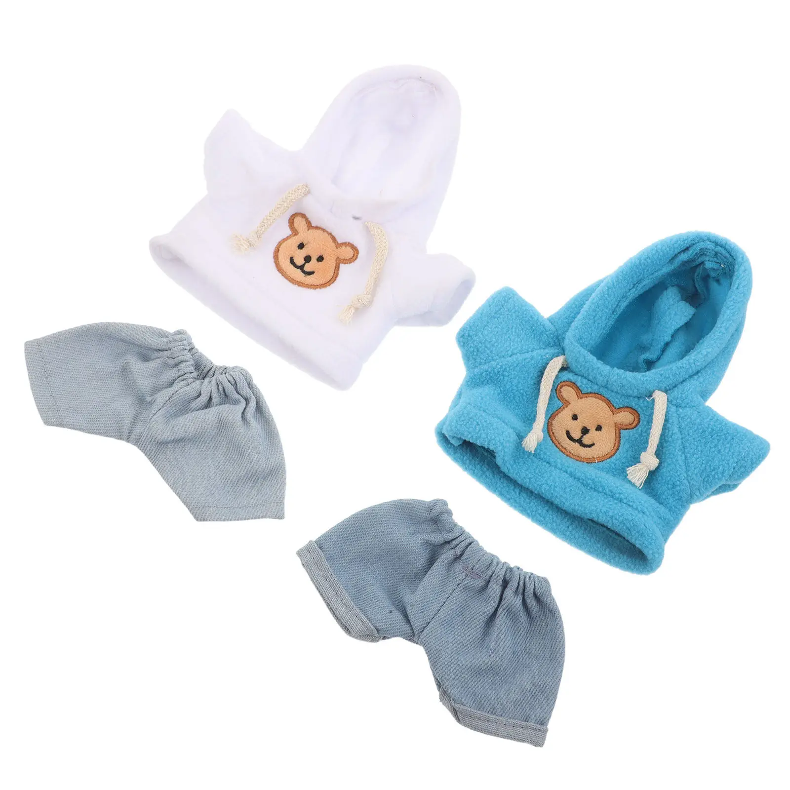 4Pcs Bear Clothes Set Hoodie Denim Pants Fit 20Cm 8Inch Stuffed Animals Create Small Bear Clothes Outfit Toy Clothing