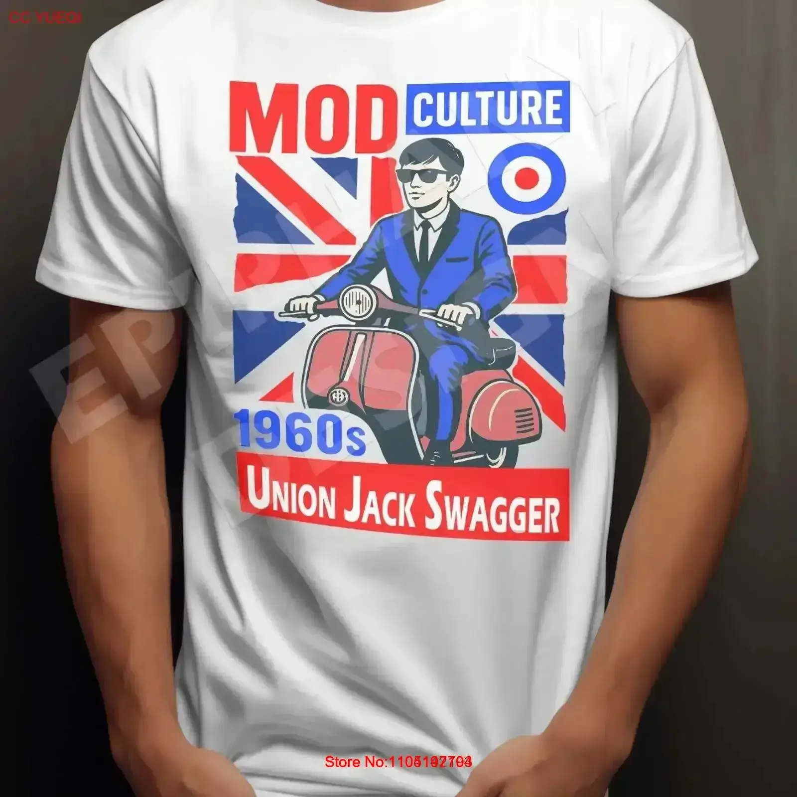 تي شيرت رجالي من Mod Culture Union Jack Swagger 1960s وجوه صغيرة على طراز الروح تعديل عتيق مغسول قابل للتنفس عتيق مغسول