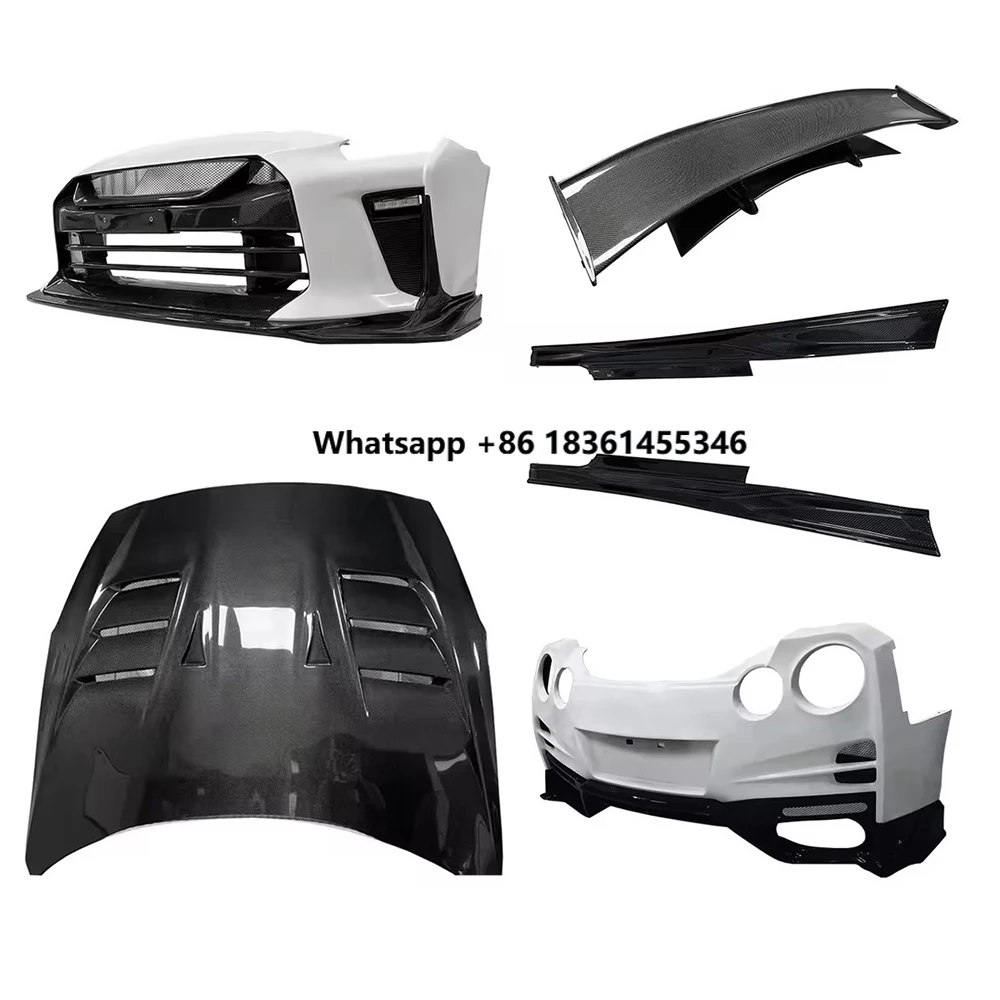 For GTR 35 Bodykit With Front Rear Bumper Side Skirt Hood Bonnet Spoiler,after car test Carbon Fiber Fibre Body Kit