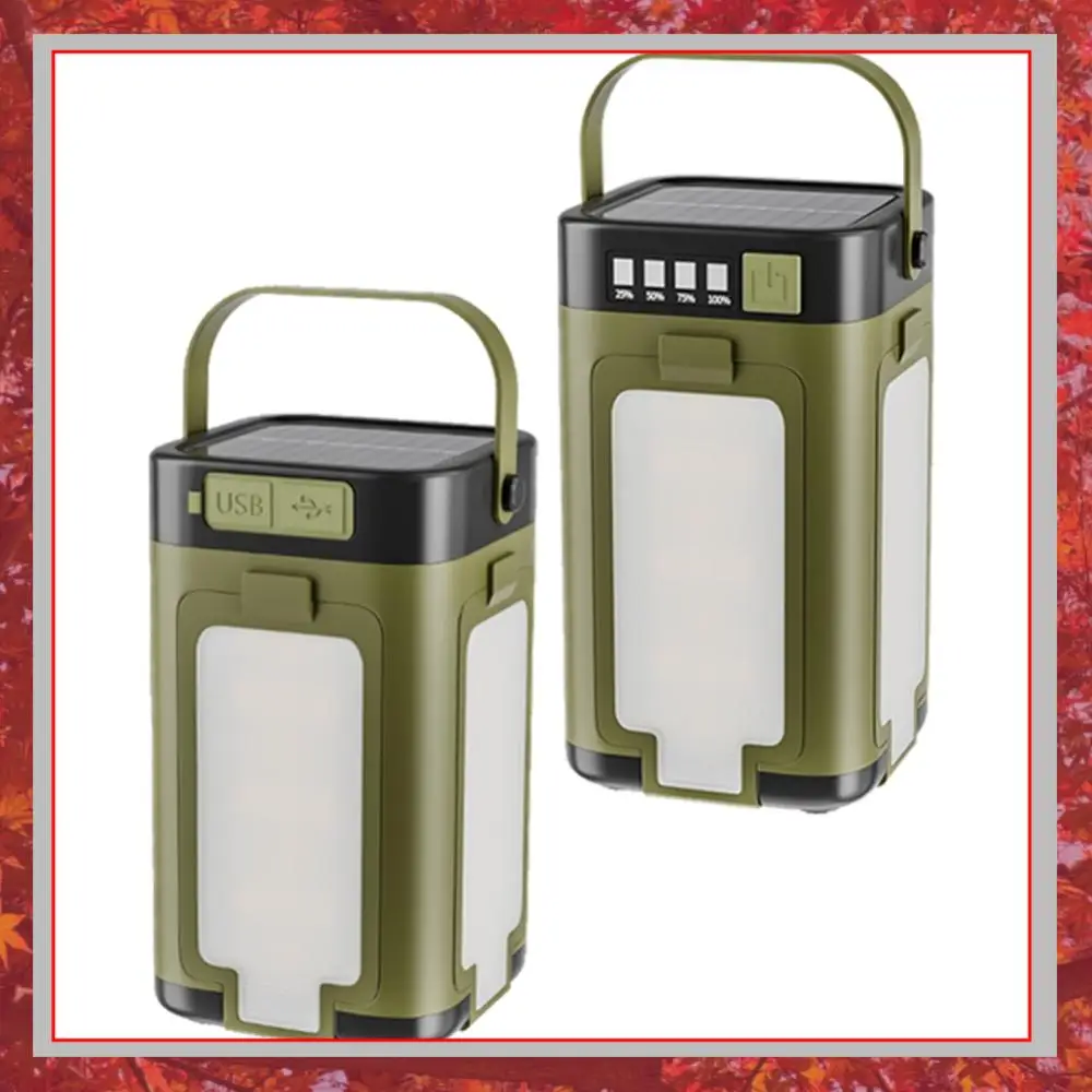 Solar Camping Light Foldable Camping Lantern 2000mah Power Bank Intelligent Display Portable Hanging Tent Light Outdoor Camping