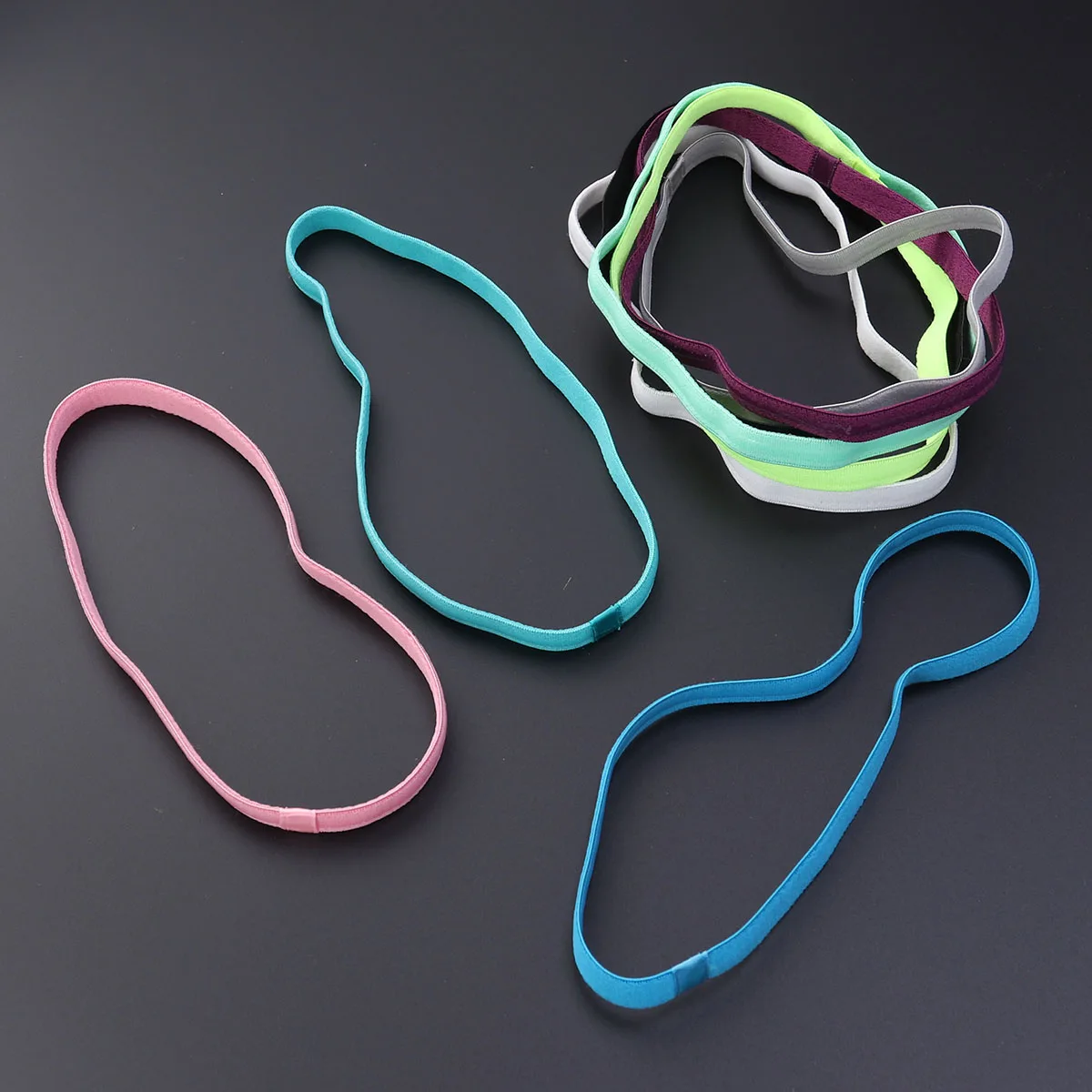 

9pcs Headb Elastic Hair Ribbons for Sports Exercises Soft Material Silicone Headb For Yoga Fitness
