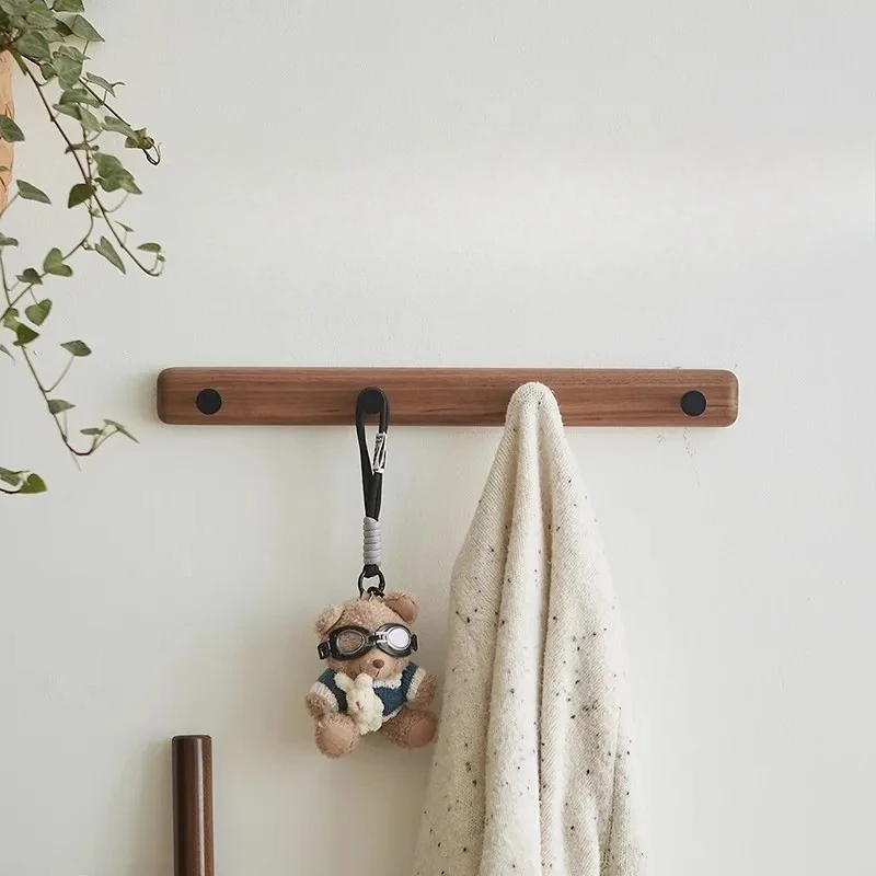 

Wall Mounted Black Walnut Clothes Rack - Space-Saving Entryway Organizer for Hats, Coats & Scarves