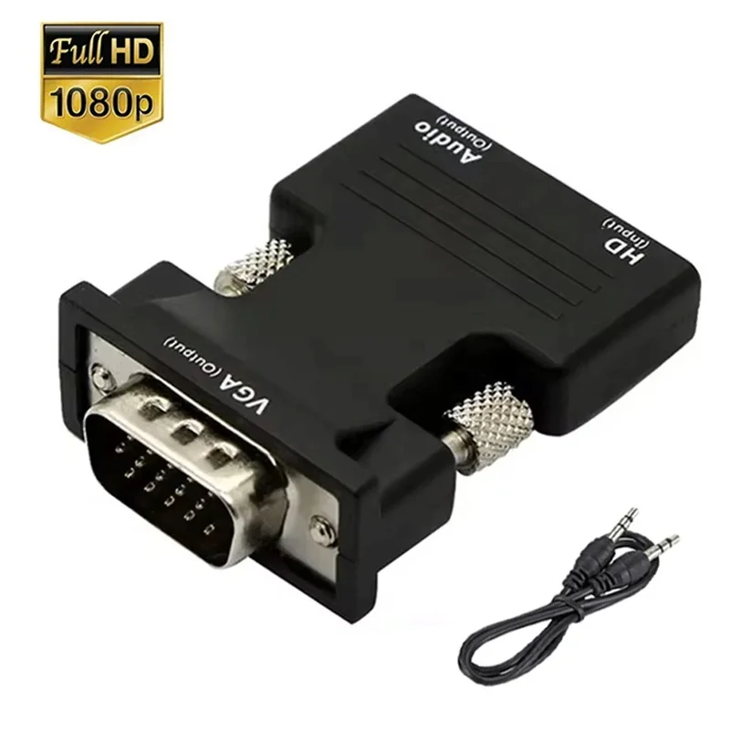 HDMI-compatible to VGA Adapter With 3.5mm Audio Cable 1080P VGA to HDTV Converter For Computer Laptops TV Box Projector Monitor