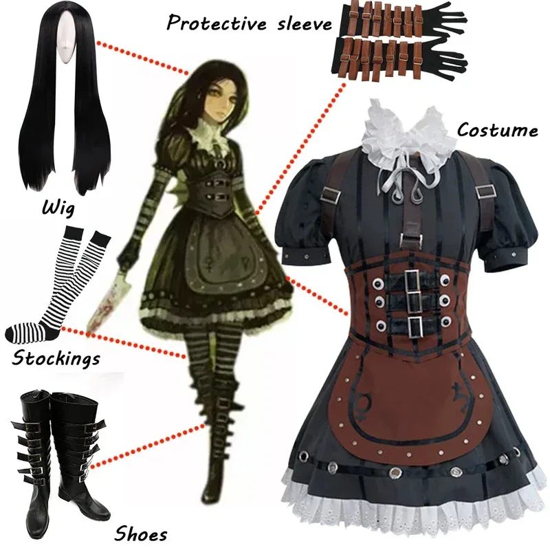 Игра Alice Madness Returns Косплей Костюм Алиса Паровое Платье Наряд Хэллоуин Вечеринка Одежда Костюм На Заказ Высокое Уменьшение Игра Alice Madness Returns Косплей Костюм Алиса Паровое Платье Наряд Хэллоуин Вечеринка Одежда Костюм На Заказ Высокое Уменьшение