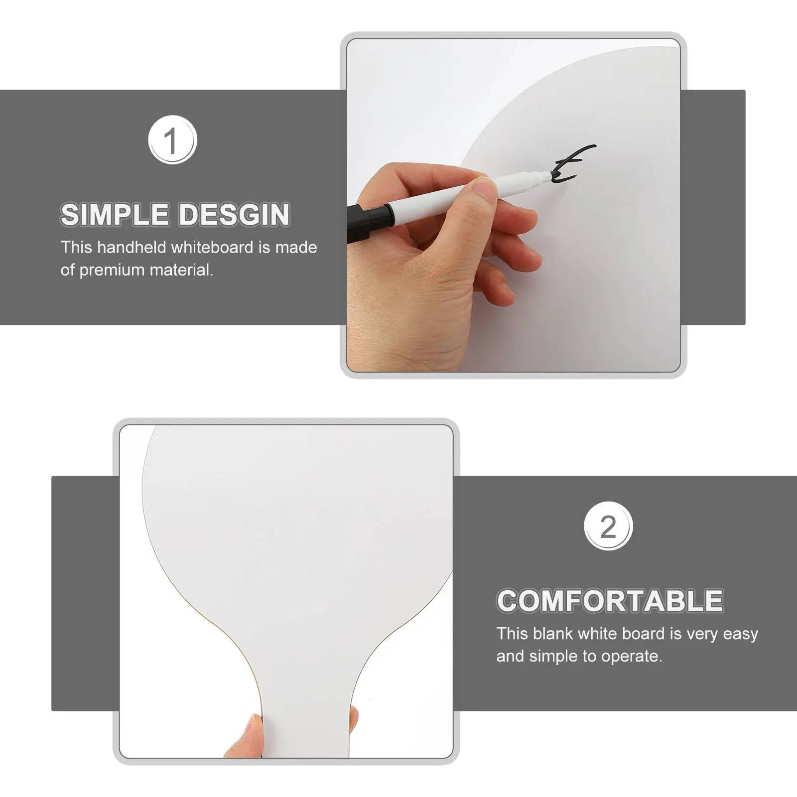 1Set Wooden Handheld Dry Erase Paddle Answer Board for Students Teachers Classroom Voting Writing Practice Double Sided Erasable