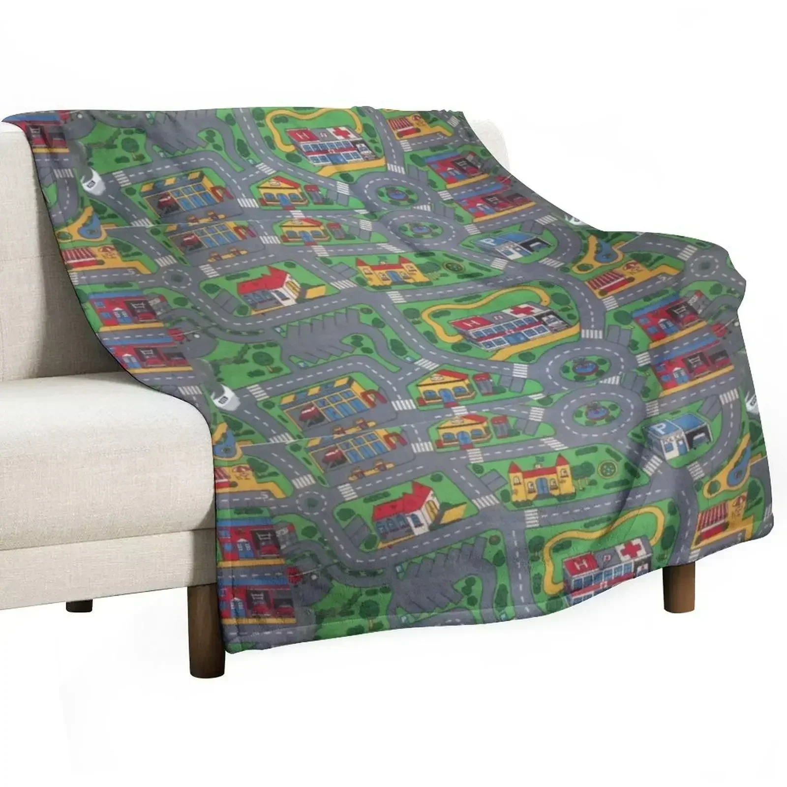 City Roads Map Play Rug Throw Blanket Thins Blankets For Bed Blankets